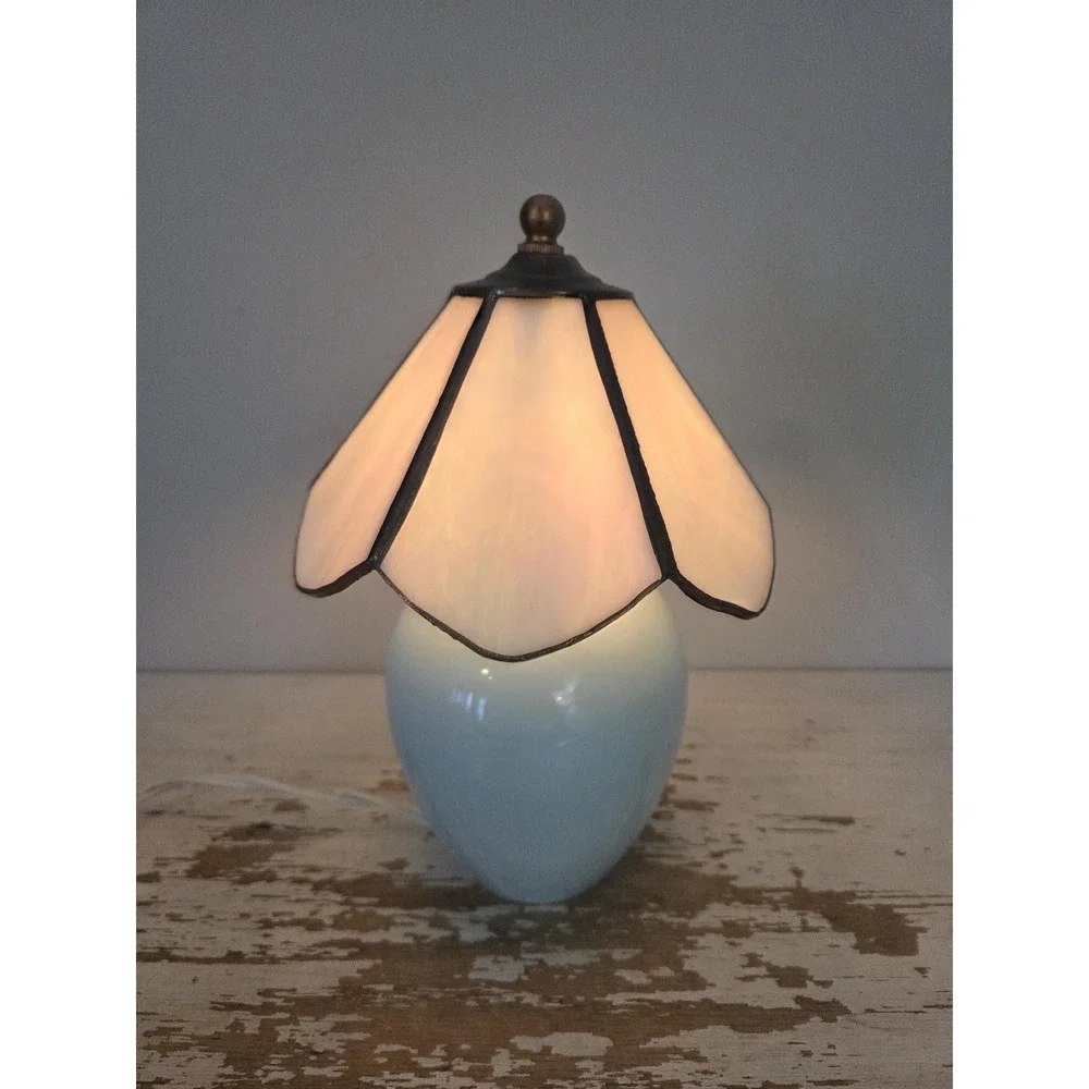 Vintage Tiffany Style Stained Art Pedal Lamp Rare